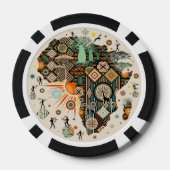 Afrika Kaart Decorative Stammen Elementen Patroon Poker Chips (Achterkant)