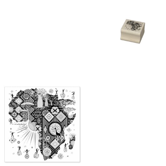 Afrika Kaart Decorative Stammen Elementen Patroon Rubberstempel (Gestempeld)