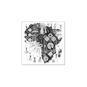 Afrika Kaart Decorative Stammen Elementen Patroon Rubberstempel (Afrduk)