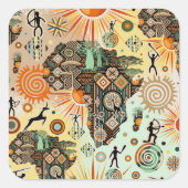 Afrika Kaart Decorative Stammen Elementen Patroon Vierkante Sticker (Voorkant)