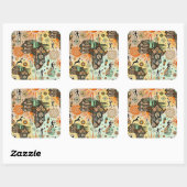 Afrika Kaart Decorative Stammen Elementen Patroon Vierkante Sticker (Vel)