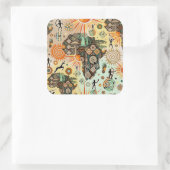 Afrika Kaart Decorative Stammen Elementen Patroon Vierkante Sticker (Tas)
