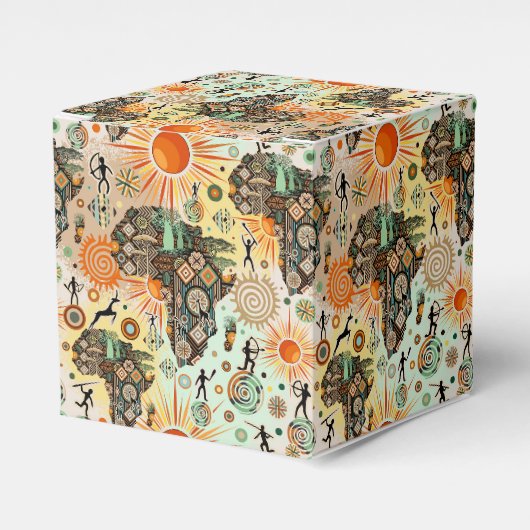 Afrika Kaart Decorative Tribale Elementen Patroon Bedankdoosjes (Voorkant Zijde)