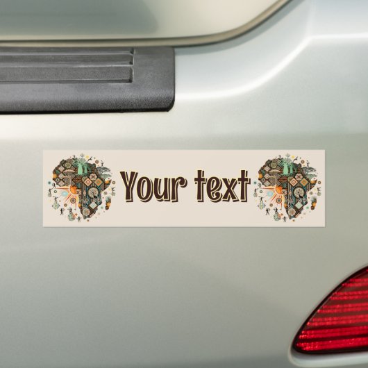 Afrika Kaart Decorative Tribale Elementen Patroon Bumpersticker (Op auto)