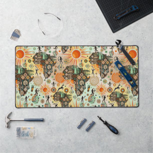 Afrika Kaart Decorative Tribale Elementen Patroon Bureaumat
