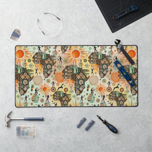 Afrika Kaart Decorative Tribale Elementen Patroon Bureaumat (Werkstation)
