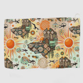 Afrika Kaart Decorative Tribale Elementen Patroon Golfhanddoek (Horizontaal)