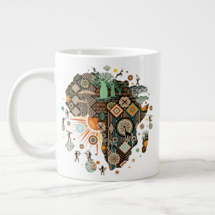 Afrika Kaart Decorative Tribale Elementen Patroon Grote Koffiekop