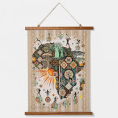 Afrika Kaart Decorative Tribale Elementen Patroon Hangend Wandkleed (Voorkant)