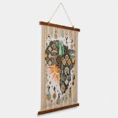 Afrika Kaart Decorative Tribale Elementen Patroon Hangend Wandkleed (Gebogen)