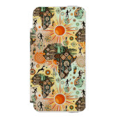 Afrika Kaart Decorative Tribale Elementen Patroon Incipio iPhone Portemonnee Hoesje (Voorkant Agenda)