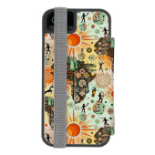 Afrika Kaart Decorative Tribale Elementen Patroon Incipio iPhone Portemonnee Hoesje (Agenda Achterkant)