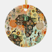 Afrika Kaart Decorative Tribale Elementen Patroon Keramisch Ornament (Voorkant)