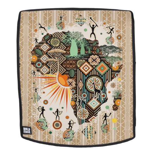 Afrika Kaart Decorative Tribale Elementen Patroon Rugtassen (Verwijderbaar gezicht)