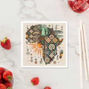 Afrika Kaart Decorative Tribale Elementen Patroon Servet