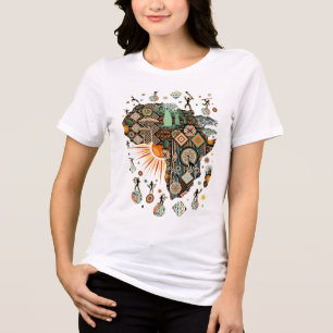 Afrika Kaart Decorative Tribale Elementen Patroon Tri-Blend Shirt