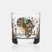 Afrika Kaart Decorative Tribale Elementen Patroon Whisky Glas (Achterkant)