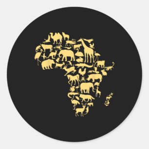 Afrika Kaart Dieren Melanin Afrikaans Zwart Geschi Ronde Sticker