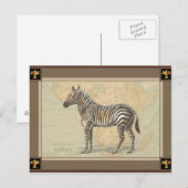 Afrika-kaart en een Zebra Briefkaart (Voorkant / Achterkant)
