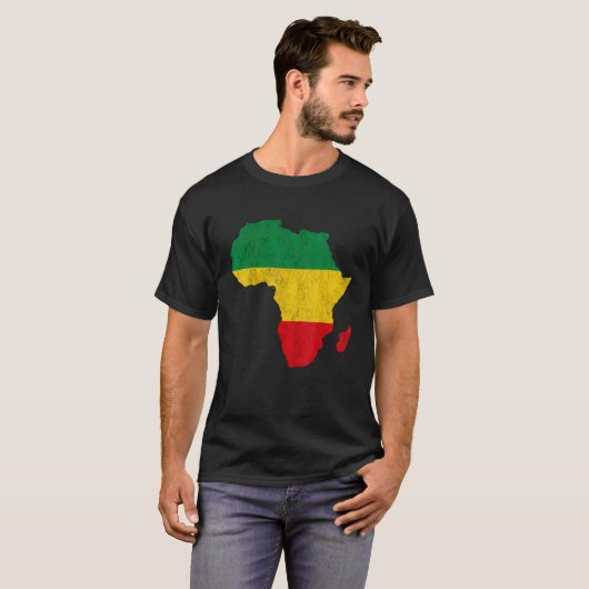 Afrika Kaart Groen Geel Rood Afrika Pride Reggae R T-shirt (Voorkant volledig)