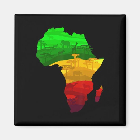 Afrika Kaart Groen Geel Rood Trots African Pride J Magneet (Voorkant)