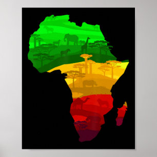 Afrika Kaart Groen Geel Rood Trots African Pride J Poster