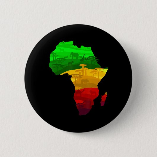 Afrika Kaart Groen Geel Rood Trots African Pride J Ronde Button 5,7 Cm (Voorkant)