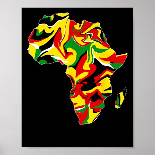 Afrika Kaart Groen Geel Rood Trots Afrikaans Trots Poster (Voorkant)