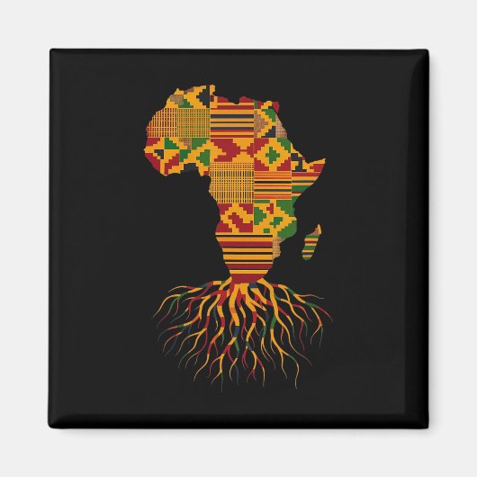 Afrika Kaart Kente Juneteenth Afro-Amerikaans Zwar Magneet (Voorkant)