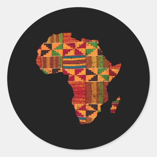 Afrika Kaart Kente voor Afrika Ronde Sticker (Voorkant)
