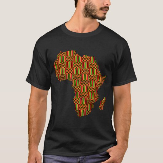 Afrika Kaart Kente voor Afrika T-shirt (Voorkant)