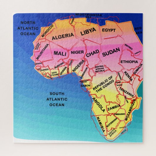 Afrika Kaart kleurrijk Legpuzzel (Verticaal)