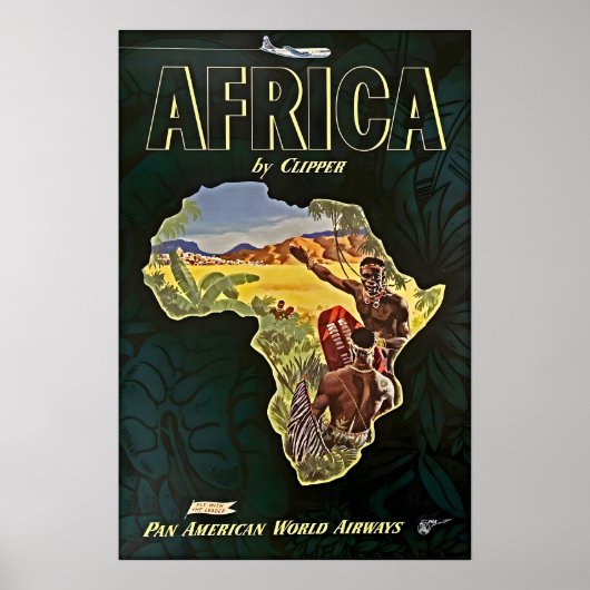 Afrika Kaart Kunst Afrikaanse Print Pan Am Reizen (Voorkant)