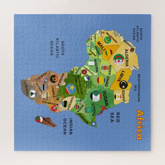 Afrika Kaart met Flags-puzzel Legpuzzel (Horizontaal)