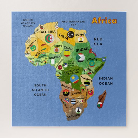Afrika Kaart met Flags-puzzel Legpuzzel (Verticaal)
