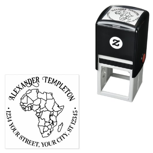 Afrika Kaart met Landen Rond Naam Retouradres Zelfinktende Stempel (In situ)