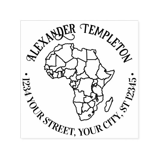 Afrika Kaart met Landen Rond Naam Retouradres Zelfinktende Stempel (Design)