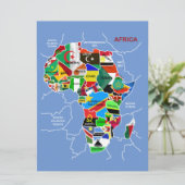 Afrika-kaart met platte kaart met vlaggen (Staand voorkant)