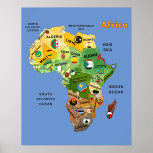 Afrika-kaart met Poster voor lagelonenkunstwerken