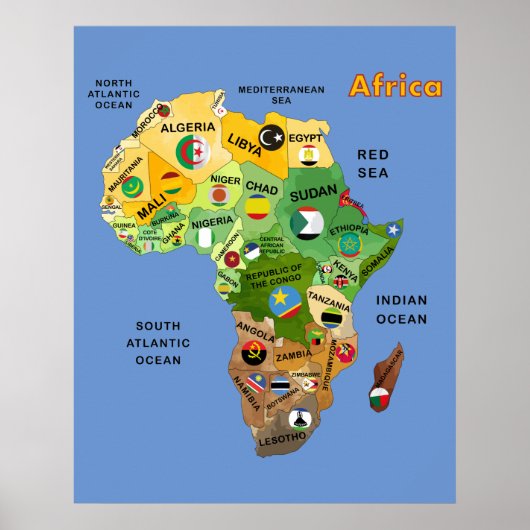 Afrika-kaart met Poster voor lagelonenkunstwerken (Voorkant)