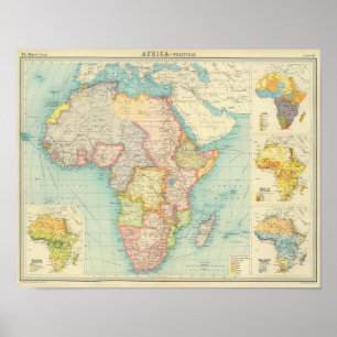 Afrika-kaart met scheepvaartroutes poster
