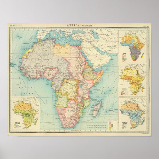 Afrika-kaart met scheepvaartroutes poster (Voorkant)