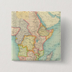 Afrika-kaart met scheepvaartroutes vierkante button 5,1 cm