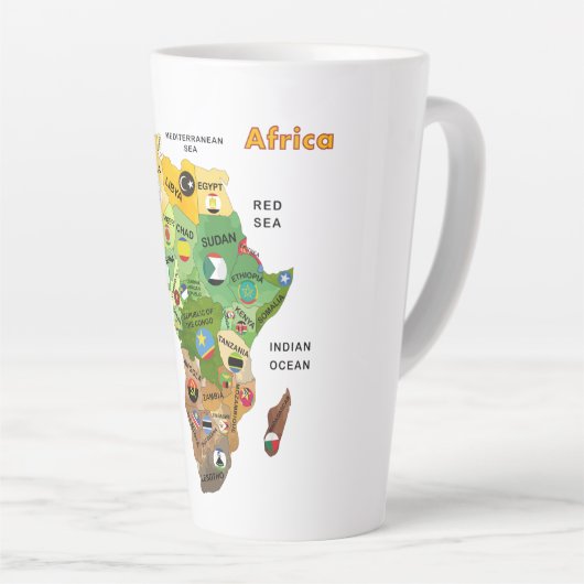 Afrika kaart met vlaggen Latte Mok (Rechterhoek)