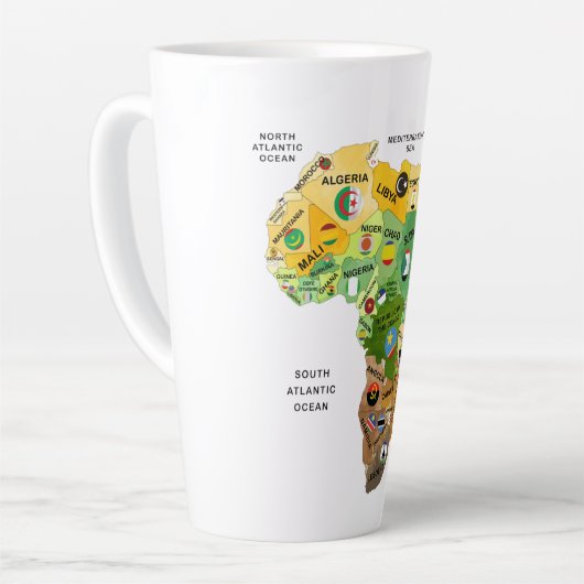 Afrika kaart met vlaggen Latte Mok (Linkerhoek)