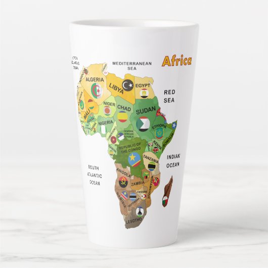 Afrika kaart met vlaggen Latte Mok (Voorkant)