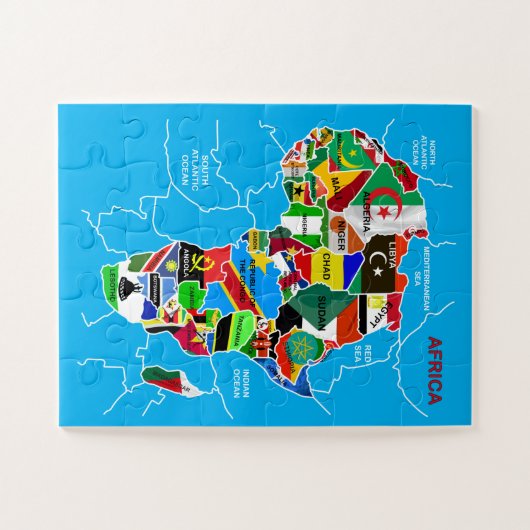 Afrika kaart met vlaggen legpuzzel (Horizontaal)