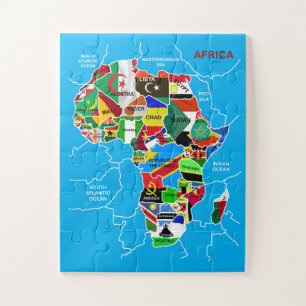 Afrika kaart met vlaggen legpuzzel