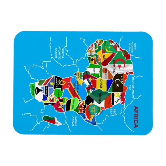 Afrika kaart met vlaggen magneet (Horizontaal)