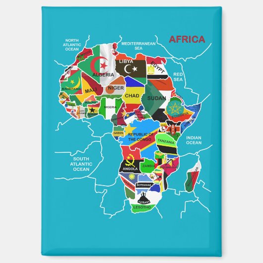 Afrika kaart met vlaggen magneet (Voorkant)